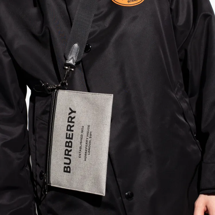Burberry Cotton Messenger Bag Shoulder Bag Crossbody Bag Men's Gray/Black-5