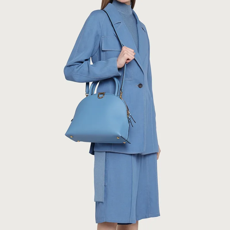 FERRAGAMO Cow Leather Handbag Women's Light Blue-5