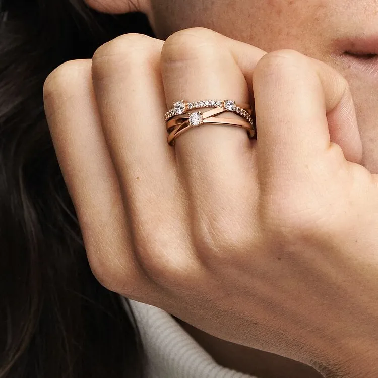 Pandora Rhinestone Rings Women's-4