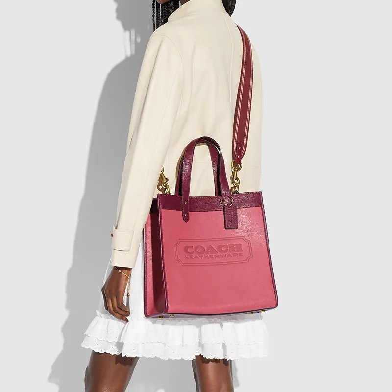 COACH Field Leather Tote Bag Shopping Bag Shoulder Bag Crossbody Bag Handbag Small Size Women's Strawberry Rouge-3