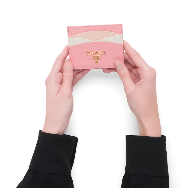 PRADA Leather Card Holder Women's Pink-1