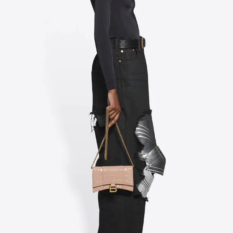 Balenciaga Cow Leather Hourglass Bag Wallet Women's Pink-5