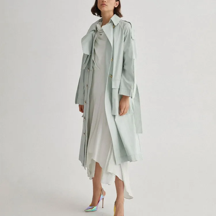ACLER Trench Coats Women's Light Green-2
