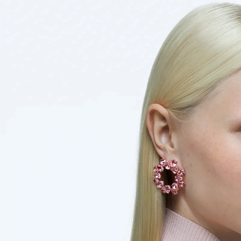 Swarovski Matrix Earrings Women's Pink-1