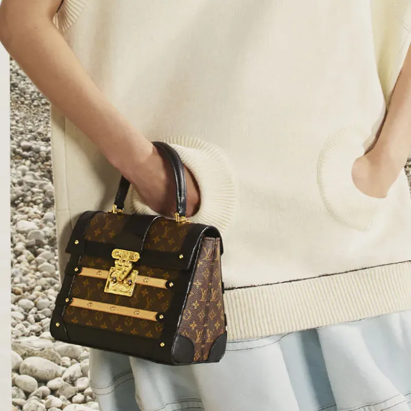 LOUIS VUITTON Trianon Series Canvas Shoulder Bag Crossbody Bag Handbag Women's Brown & Black-6