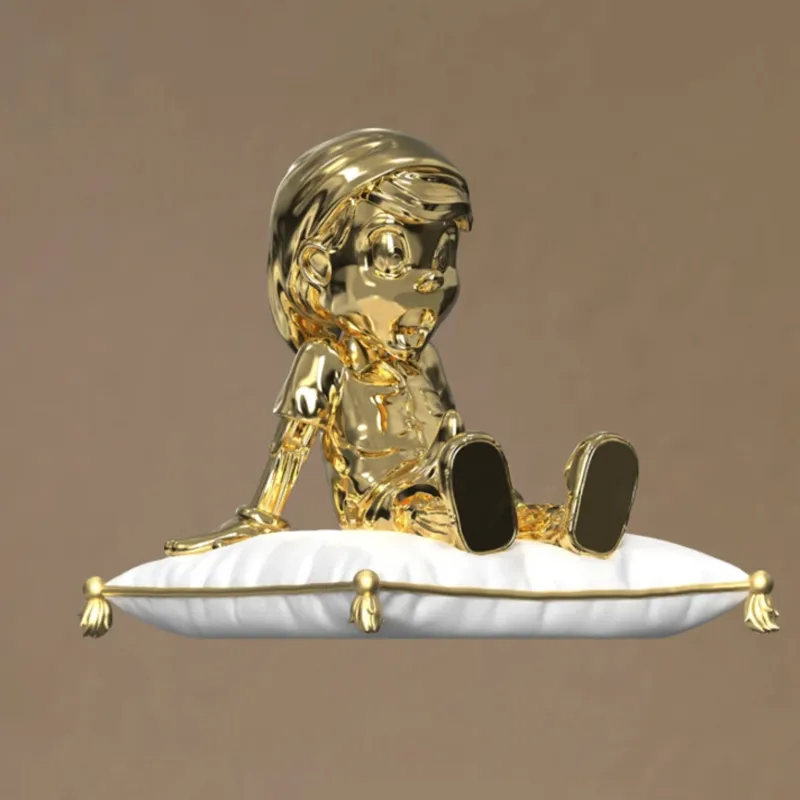 Mighty Jax Pinocchio Sitting Posture Gold Chrome Edition Trendy Figures 21.5cm-2