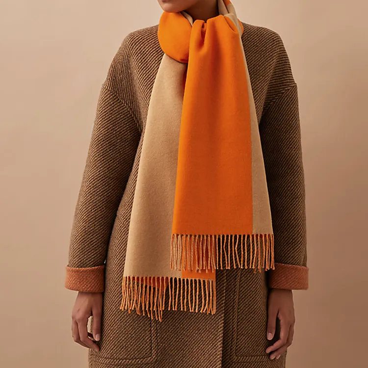 HERMES Scarves Unisex Orange-1
