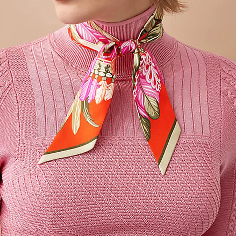 HERMES Silk Scarves Women's Orange Peach Pink-1