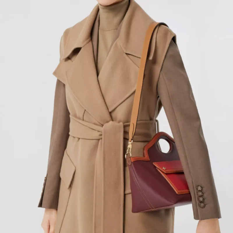 Burberry Leather Tote Bag Shopping Bag Shoulder Bag Crossbody Bag Handbag Regular Women's Pomegranate Red-4