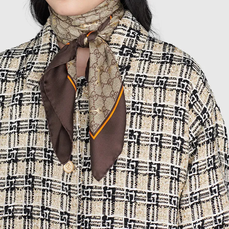 GUCCI Gg Horsebit print Silk Scarf-1