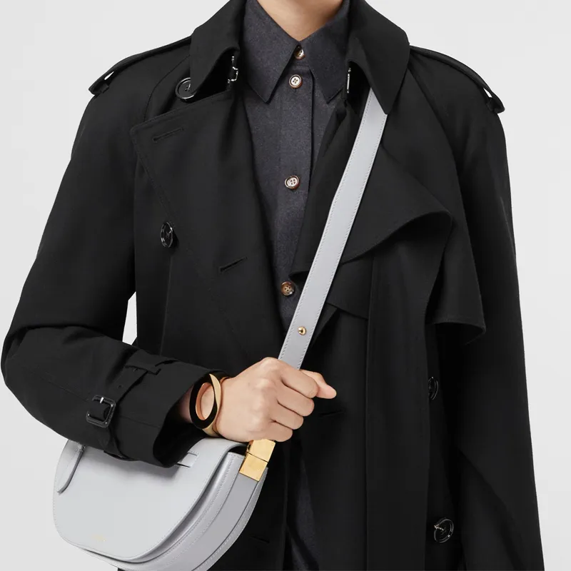 Burberry Olympia Calfskin Shoulder Bag Crescent Bag Portable Crossbody Bag Shoulder Bag Women's Light Gray-3