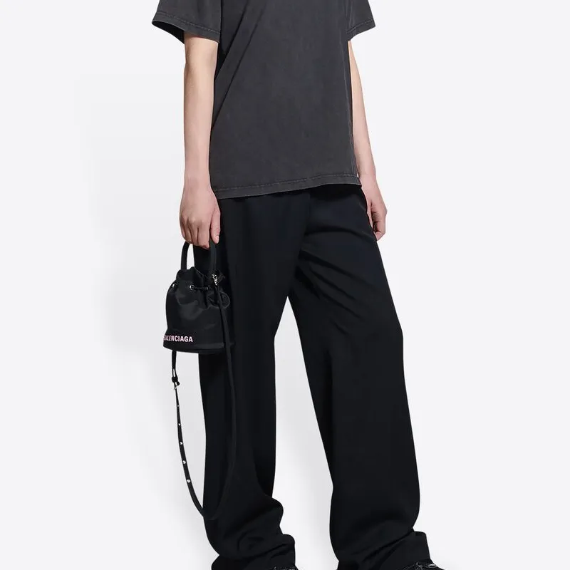 Balenciaga WHEEL Nylon Bucket Bag, Handbag, Shoulder Bag, Crossbody Bag Small Size Women's Black-5