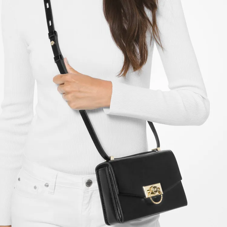 MICHAEL KORS Hendri Leather Crossbody Bag, Shoulder Bag Women's Black-3