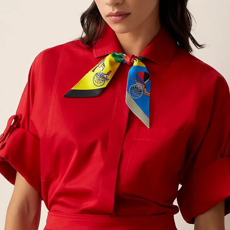 HERMES Silk Scarves Unisex Red Green-1