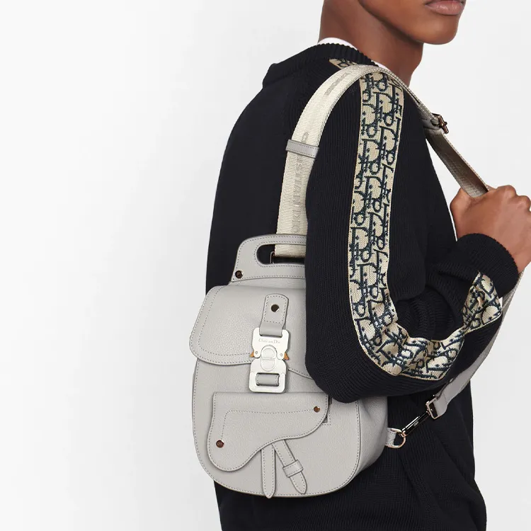 DIOR Cow Leather Saddle Bag, Crossbody Bag, Shoulder Bag Men's Dio Gray-6