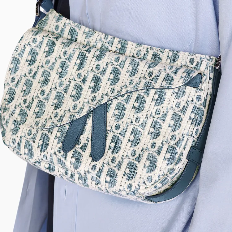 DIOR Saddle Cow Leather Saddle Bag, Sling Bag, Crossbody Bag, Shoulder Bag Men's Blue-6