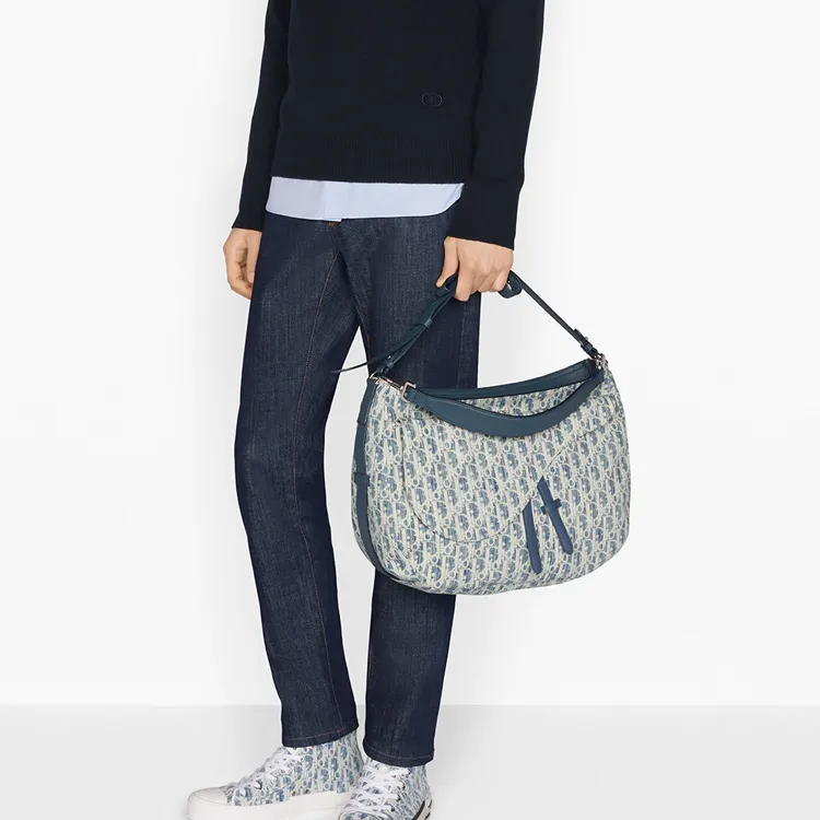DIOR Saddle Canvas With Leather Saddle Bags Shoulder Bags Handbags Men's Blue-5
