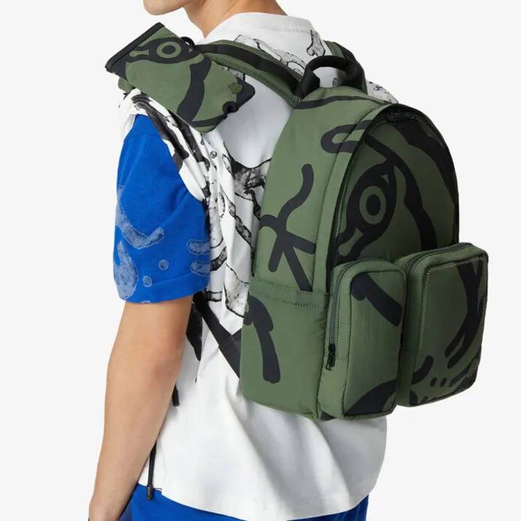 KENZO Nylon Backpack Regular Men's Dark Khaki Green-4