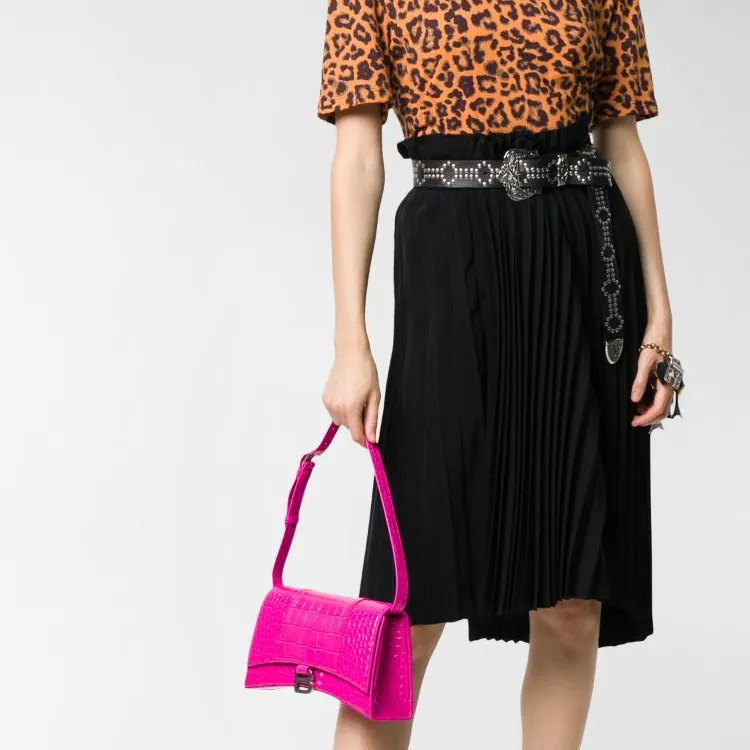 Balenciaga Leather Shoulder Bag Women's Pink-4