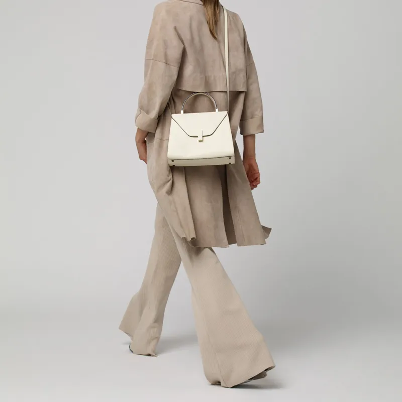 Valextra Iside Calfskin Shoulder Bag, Crossbody Bag, Handbag Medium Size Women's White-5