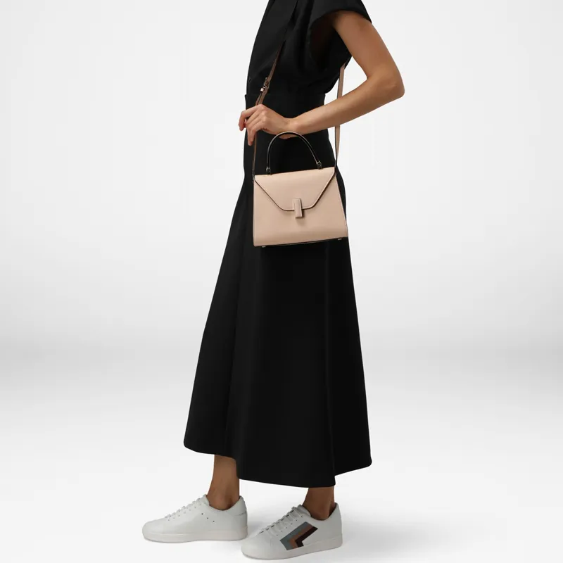 Valextra Iside Calfskin One Shoulder Handbag, Crossbody Bag Mini Women's Nude Pink-4