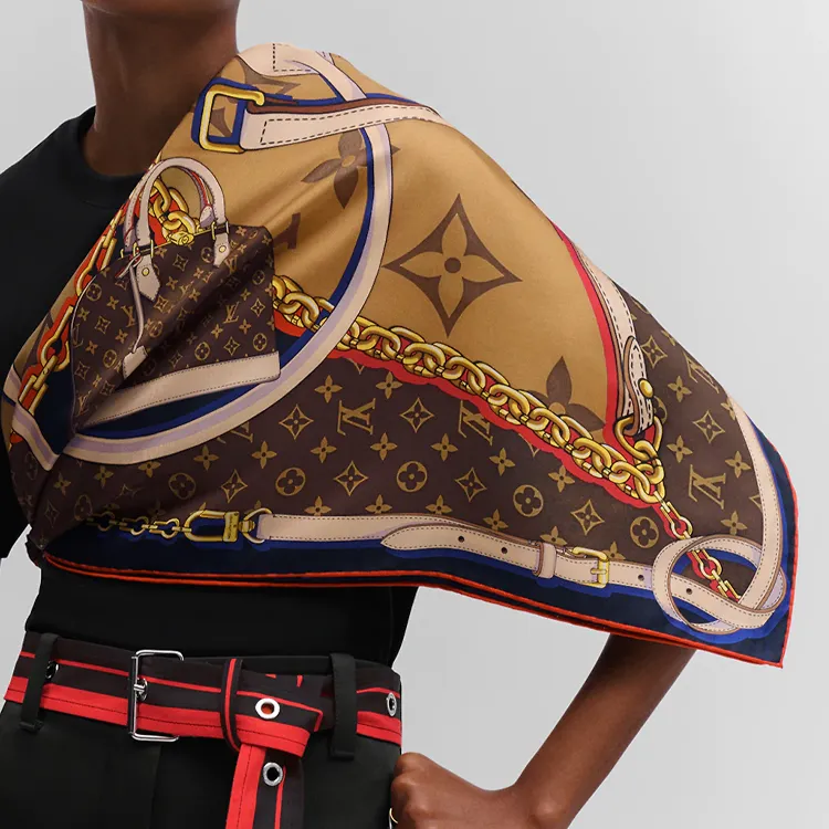 LOUIS VUITTON Tribute To Silk Scarves Women's Brown-3