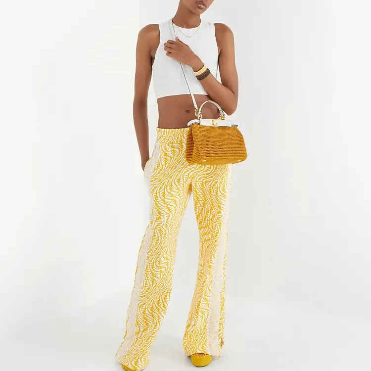 FENDI Peekaboo Viscose Blend With Sheepskin Shoulder Bag Crossbody Bag Handbag Mini Women's Yellow/White-4