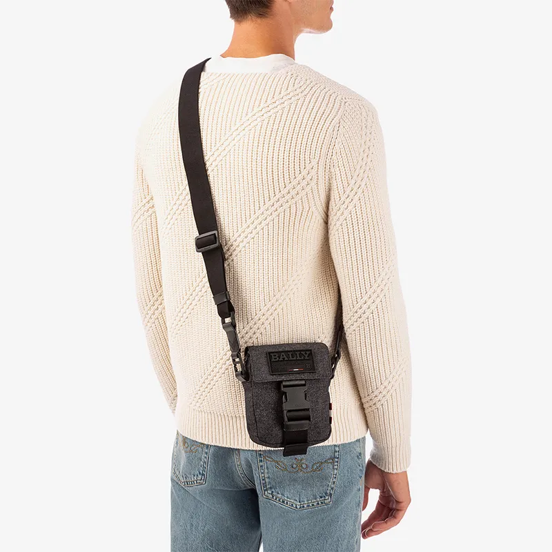 BALLY Fabric Small Crossbody Bag Shoulder Bag Crossbody Bag Regular Men's Gray-5