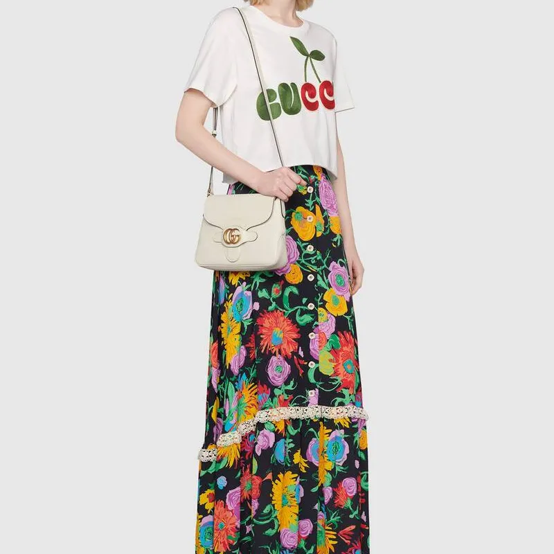 GUCCI Leather Messenger Bag Shoulder Bag Crossbody Bag Small Size Women's White-8