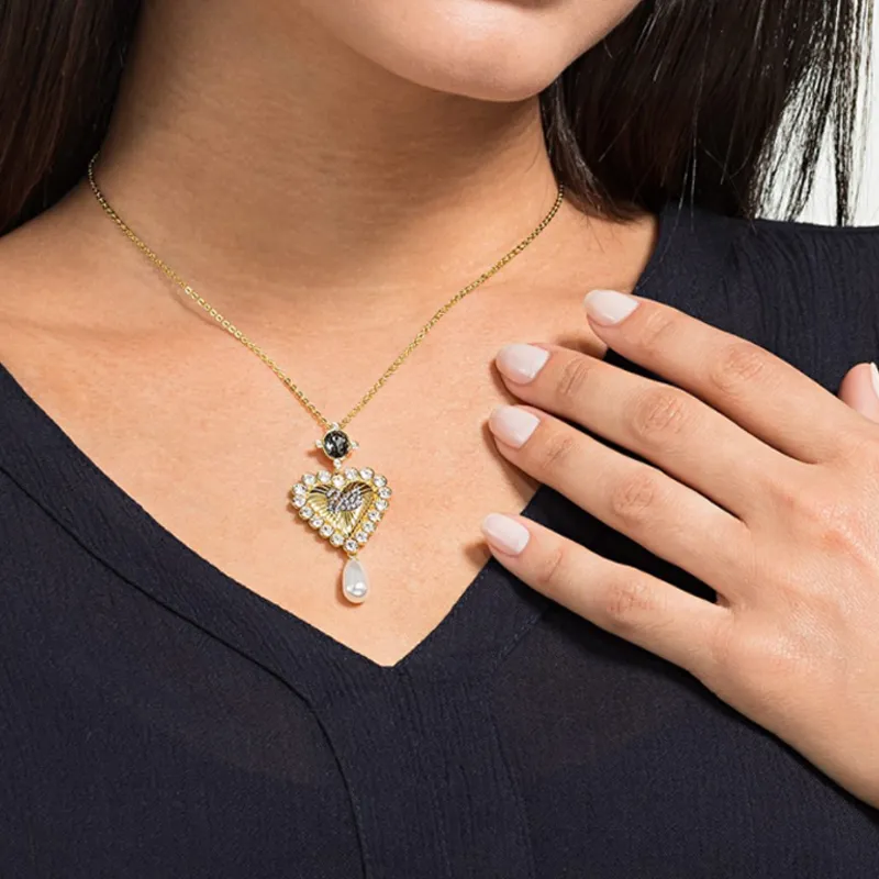 Swarovski Vintage Swan Necklaces Women's Gold-2