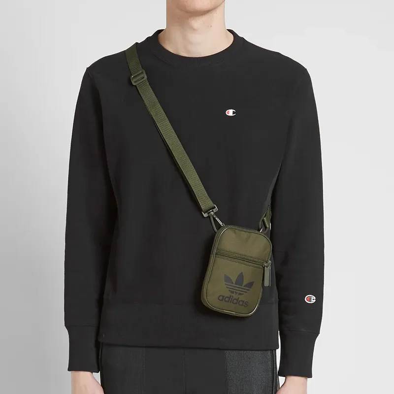 Adidas Originals Nylon Fabric Crossbody Bag, Shoulder Bag Mini Unisex Olive Green-2