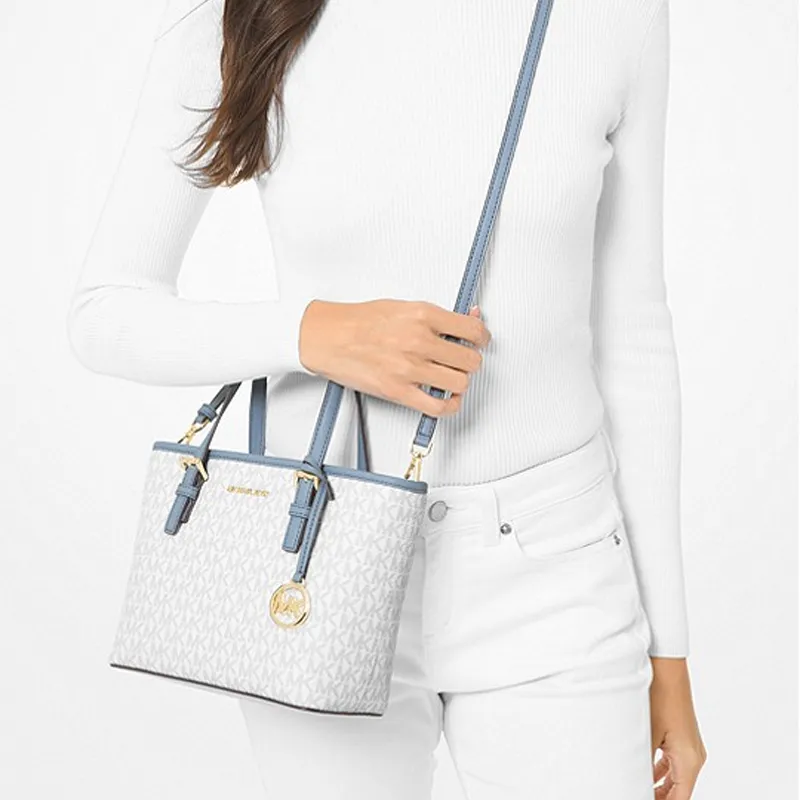 MICHAEL KORS Polyurethane Tote Bag Shopping Bag Shoulder Bag Crossbody Handbag Mini Women's Blue White Multicolor-4