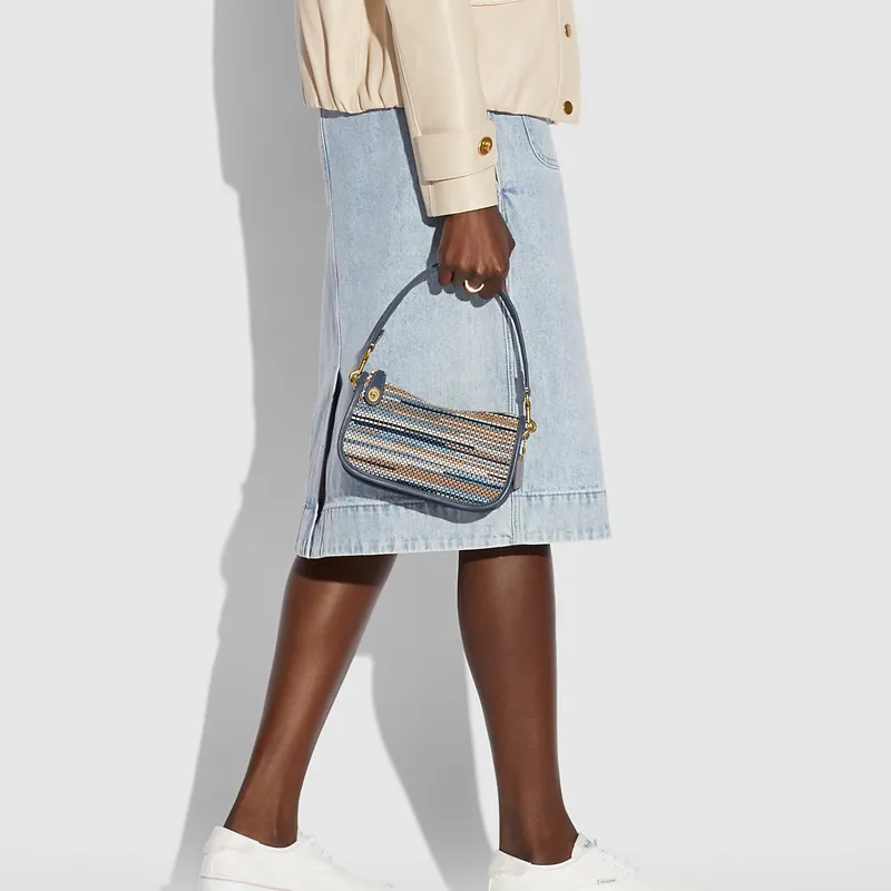 COACH Swinger With Leather Shoulder Bag Crossbody Bag Handbag Small Size Women's Blue-3