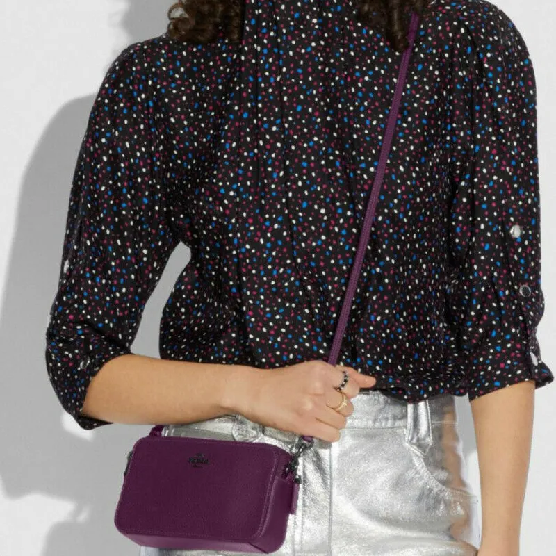COACH Kira Leather Handheld Crossbody Bag Wallet Women's Purple-4