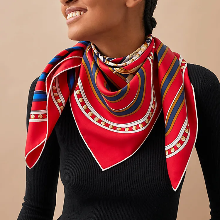 HERMES Silk Scarves Women's Red-1