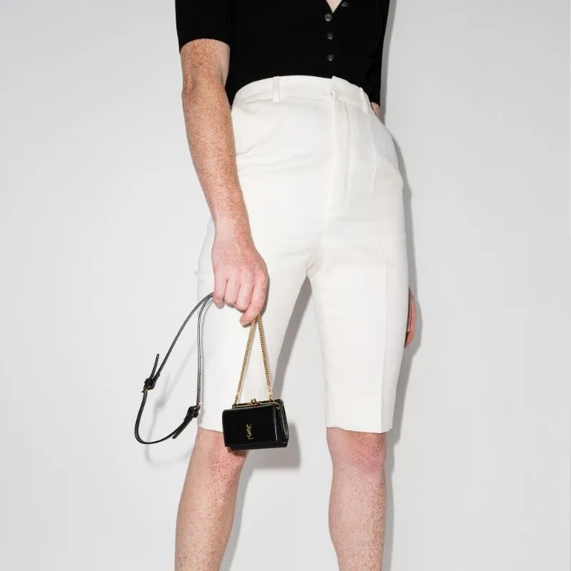 SAINT LAURENT Leather Shoulder Bag Knight Coin Purse Fanny Pack Mini Women's Black-4