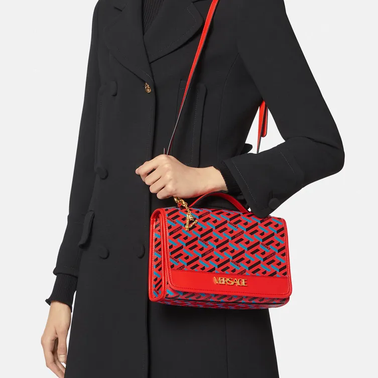 FANSIZHE Cow Leather Maze Shoulder Bag Handbag Women's Red-4