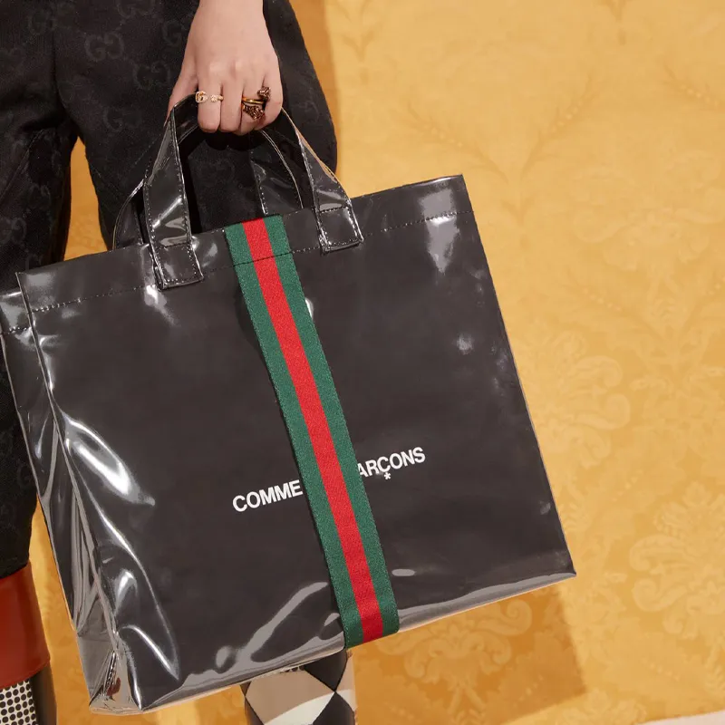 GUCCI PVC Kraft Paper Shoulder Bag Crossbody Bag Handbag Unisex Black-2