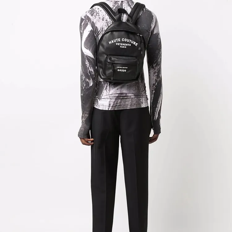 Vetements Cow Leather Backpack Men's Black-2
