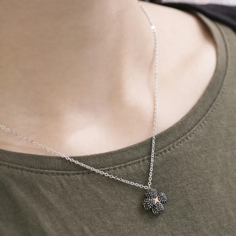 Swarovski Latisha Gold Plated Necklace, Silver Black Women's-3