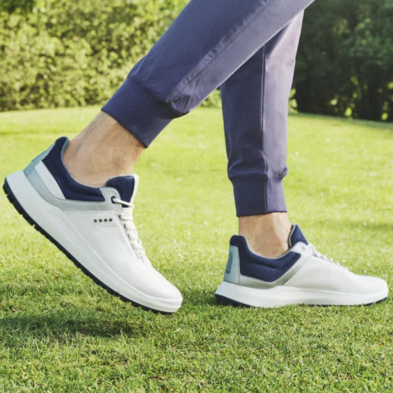 Ecco Cushioning, Slip Resistant, Abrasion Resistant Coverage Low Top Golf Shoes Men's White-5