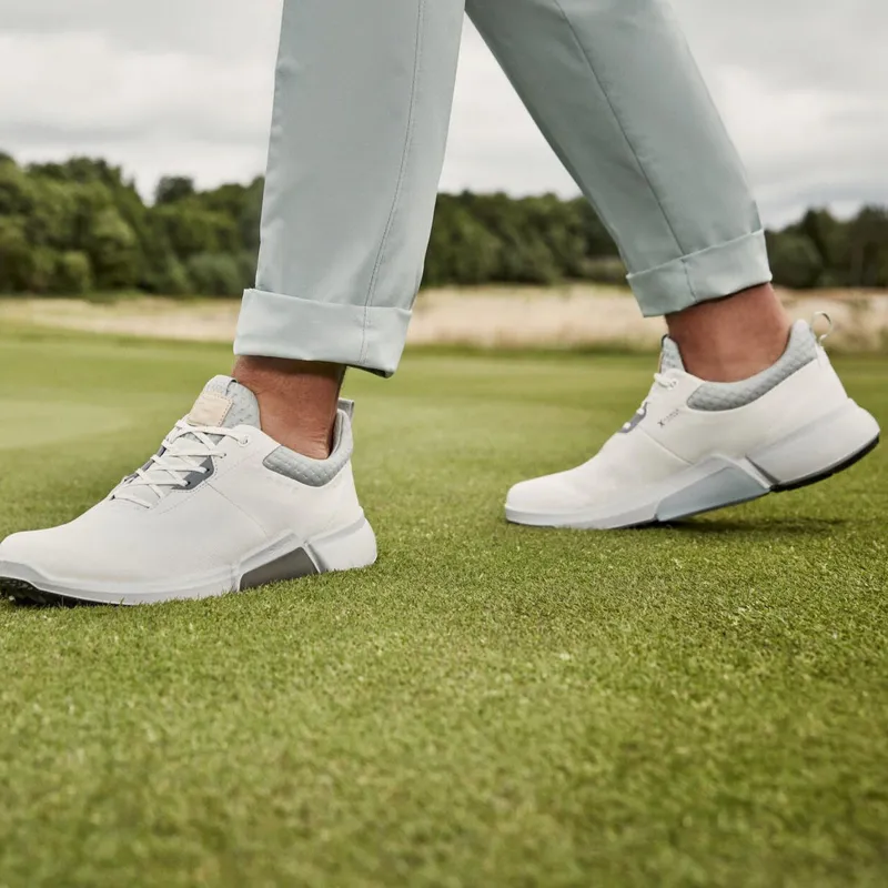 Ecco Wear Resistant Low Top Golf Shoes Men's White-5