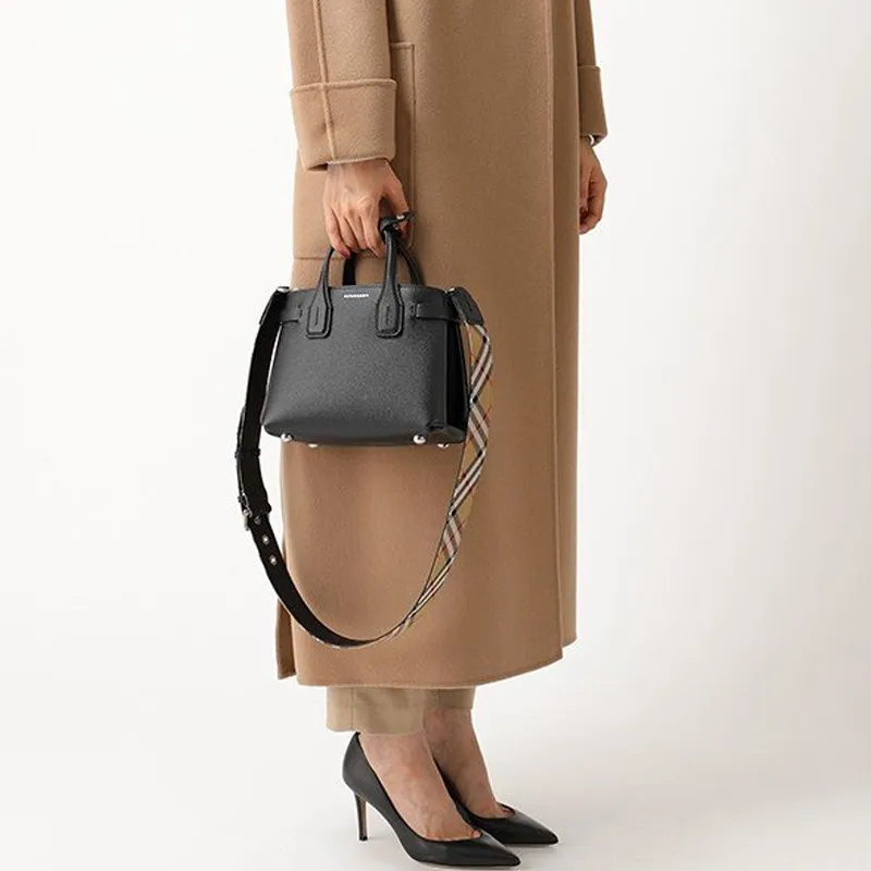 Burberry The Banner Series Cow Leather Shoulder Bag Crossbody Bag Handbags Mini Women's Black-4