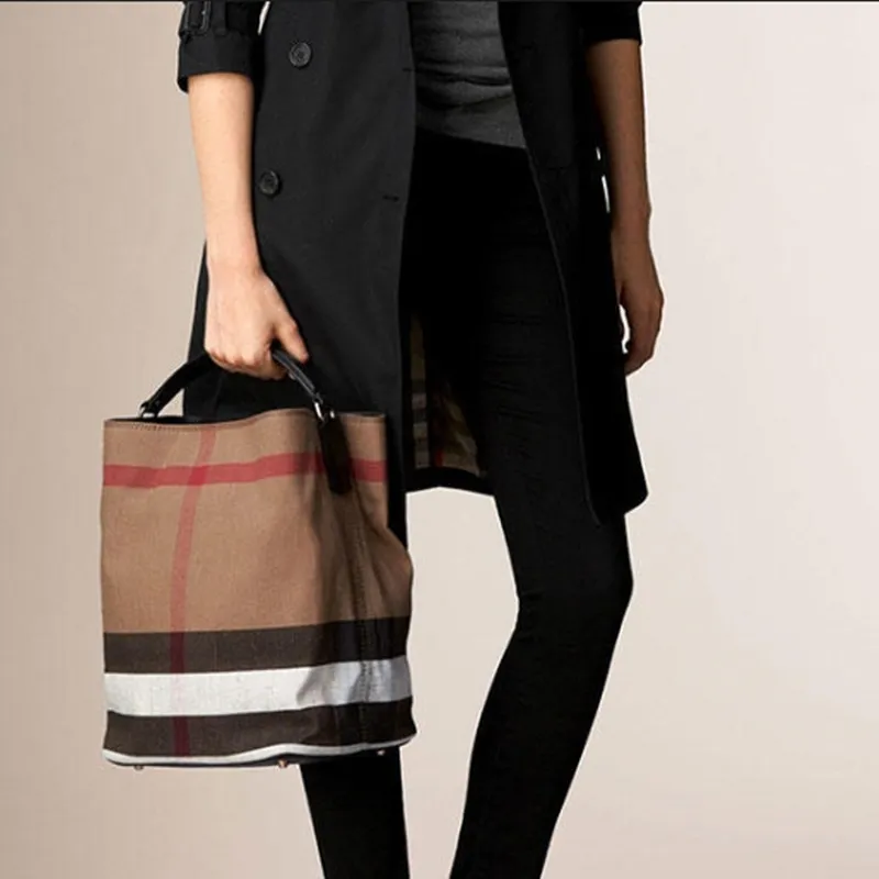 Burberry Leather Bucket Bag, Shoulder Bag, Crossbody Bag, Handbag Women's Yellow Brown Black-10