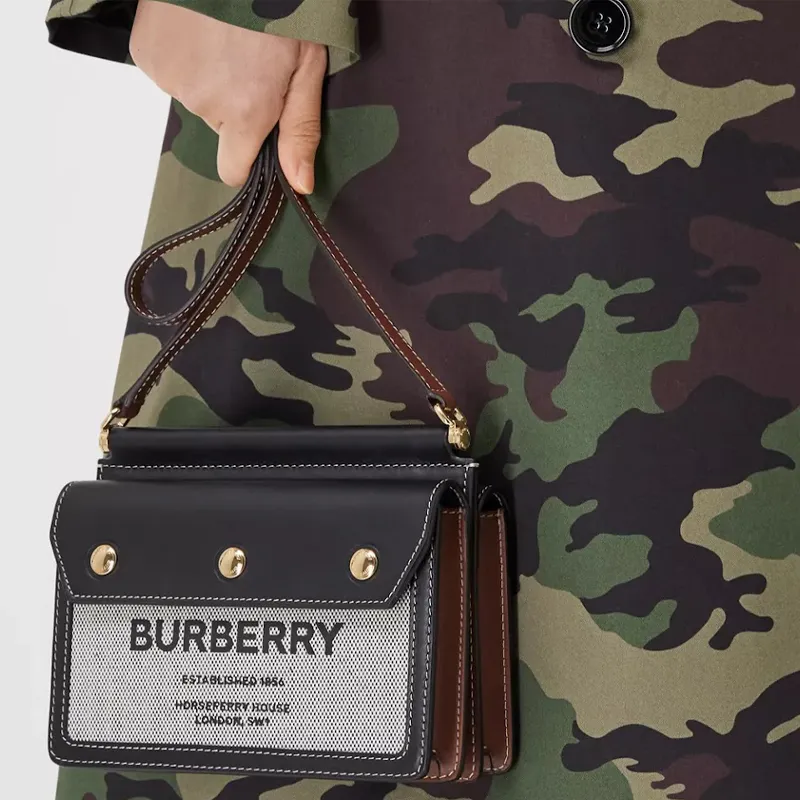 Burberry HorseferryTitle Canvas With Leather Messenger Bag Shoulder Bag Crossbody Bag Mini Women's Black/Tan-9