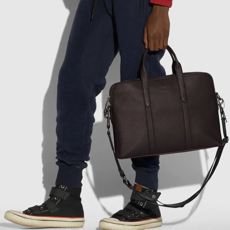 COACH Leather Shoulder Bag Crossbody Bag Laptop Bag Briefcase Regular Men's Dark Brown-3