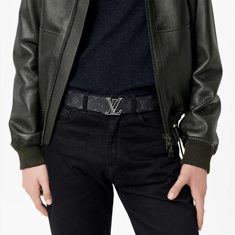 LOUIS VUITTON Cow Leather Leather Belts Unisex Width: 4cm-3
