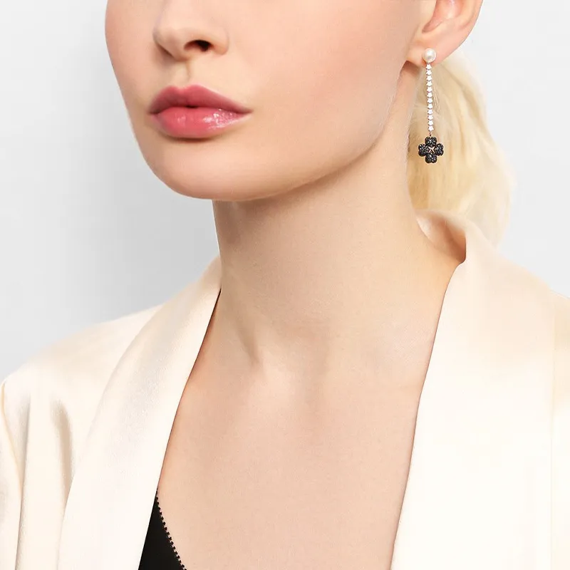 Swarovski Latisha Drop Earrings Women's Black-4