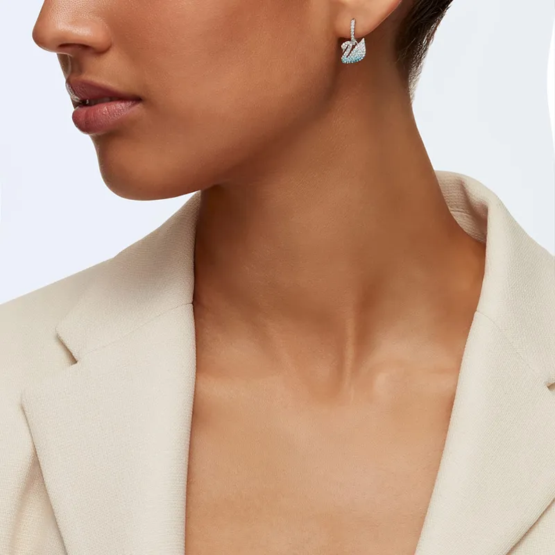 Swarovski Artificial Crystal Earrings Women's Blue-4