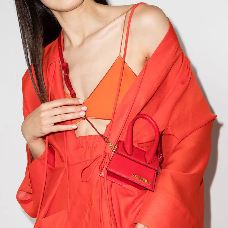 Jacquemus Leather Small Square Bag Shoulder Bag Handbag Mini Women's Red-3